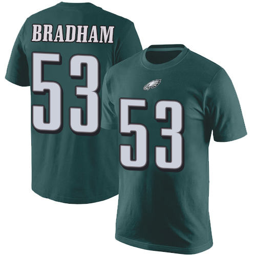 Men Philadelphia Eagles #53 Nigel Bradham Green Rush Pride Name and Number NFL T Shirt
